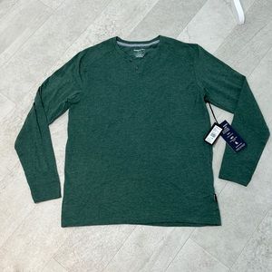 Kenneth Cole Shirt Sz M Green Henley Long Sleeve Buttons New York